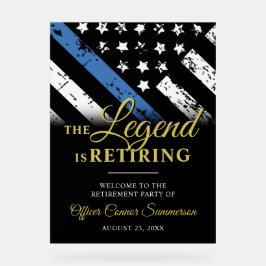 Police Thin Blue Line Retirement Party Welcome Acryl Bord