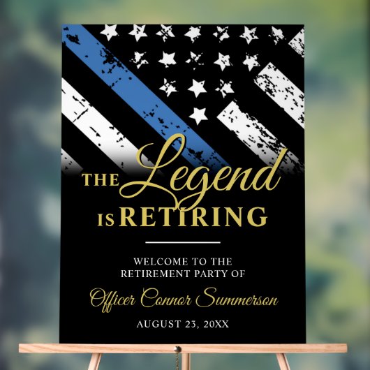 Police Thin Blue Line Retirement Party Welcome Acryl Bord (Neutraal)