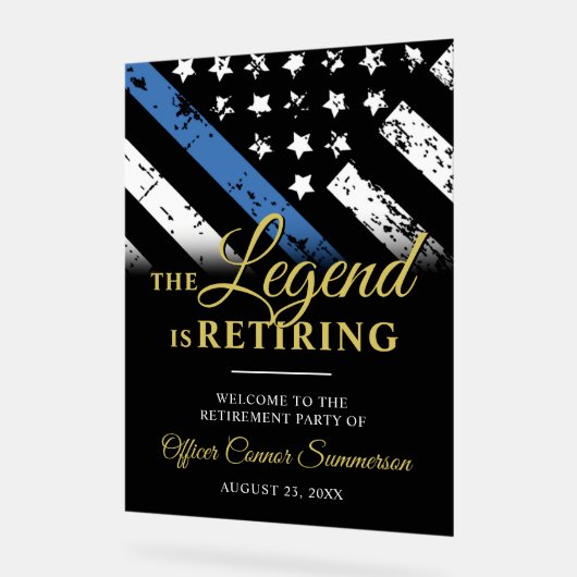Police Thin Blue Line Retirement Party Welcome Acryl Bord (Hoek)