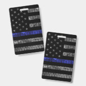 Police Thin Blue Line Vlag Badge (Voor- en achterkant)