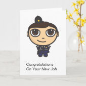 Policeman Cartoon Character Felicitaties Kaart (Gele Bloem)