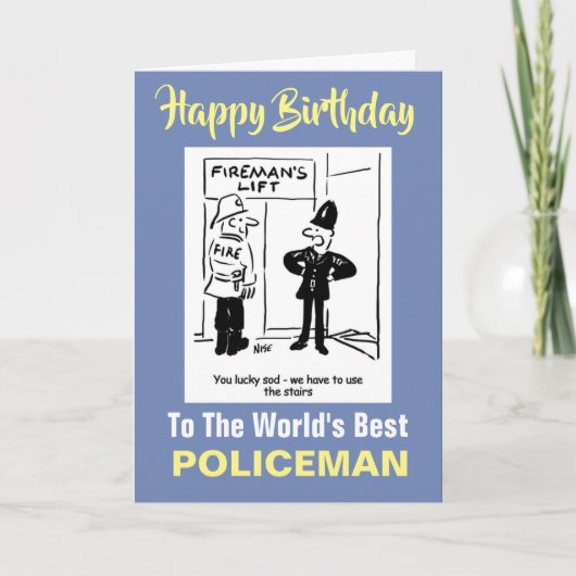 Policeman en Fireman Joke - Happy Birthday Kaart (Voorkant)