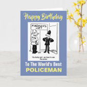 Policeman en Fireman Joke - Happy Birthday Kaart (Gele Bloem)