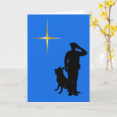 Policeman K-9 Dog Silhouette-kerstkaart Kaart (Gele Bloem)
