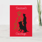 Policeman K-9 Dog Silhouette-kerstkaart Kaart (Voorkant)