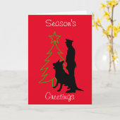 Policeman K-9 Dog Silhouette-kerstkaart Kaart (Gele Bloem)