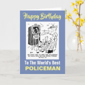 Policeman Punch & Judy Joke - Happy Birthday Kaart (Gele Bloem)