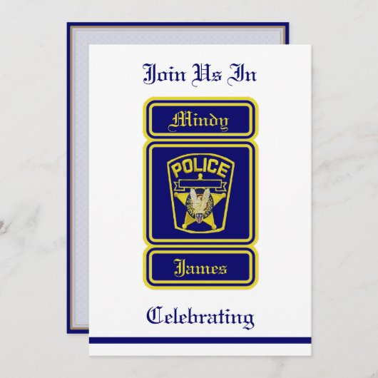 Policeman Wedding Uitnodiging (Voorkant / Achterkant)