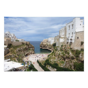 Polignano a Mare City strand in Puglia print Foto Afdruk