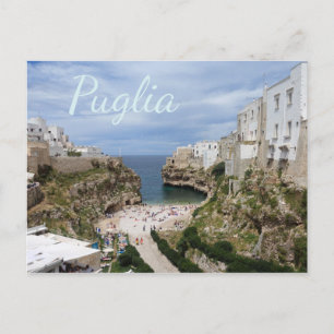Polignano a Mare City strand, Puglia text briefkaa Briefkaart