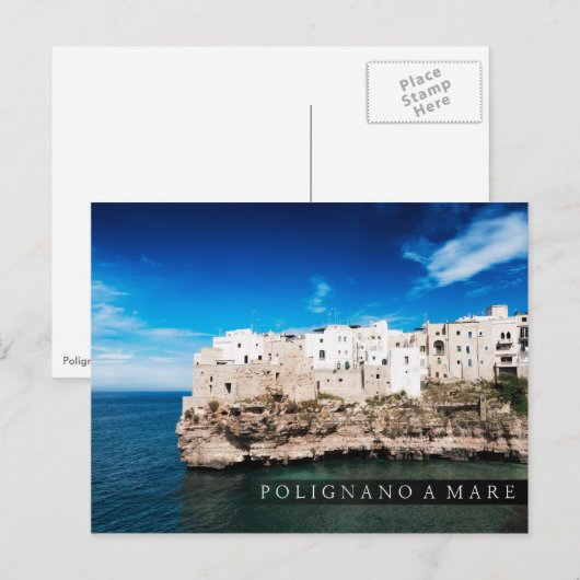 Polignano a Mare-huizen op een klif in Puglia Briefkaart (Voorkant / Achterkant)