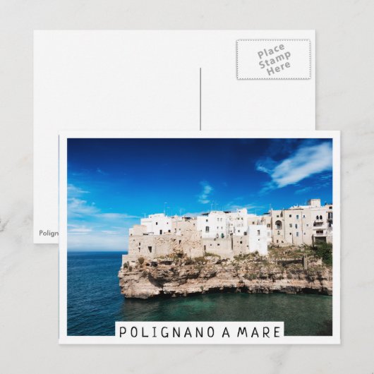 Polignano a Mare-huizen op een klif in Puglia Briefkaart (Voorkant / Achterkant)