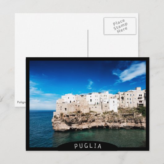 Polignano a Mare-huizen op een klif in Puglia Briefkaart (Voorkant / Achterkant)