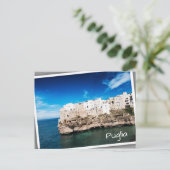 Polignano a Mare-huizen op een klif in Puglia Briefkaart (Staand voorkant)