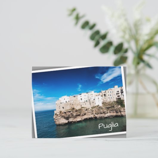 Polignano a Mare-huizen op een klif in Puglia Briefkaart (Staand voorkant)