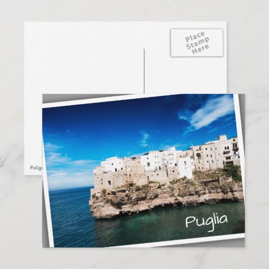 Polignano a Mare-huizen op een klif in Puglia Briefkaart (Voorkant / Achterkant)