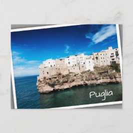 Polignano a Mare-huizen op een klif in Puglia Briefkaart