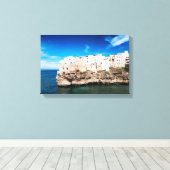 Polignano a Mare-huizen op een klif in Puglia Canvas Afdruk (Insitu (Houten vloer))
