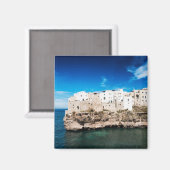 Polignano a Mare-huizen op een klif in Puglia Magneet (Voorkant / Achterkant)