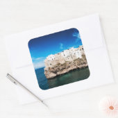 Polignano a Mare-huizen op een klif in Puglia Vierkante Sticker (Envelop)