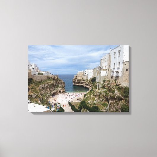 Polignano a Mare stadsstrand in Puglia canvas prin Afdruk (Voorkant)