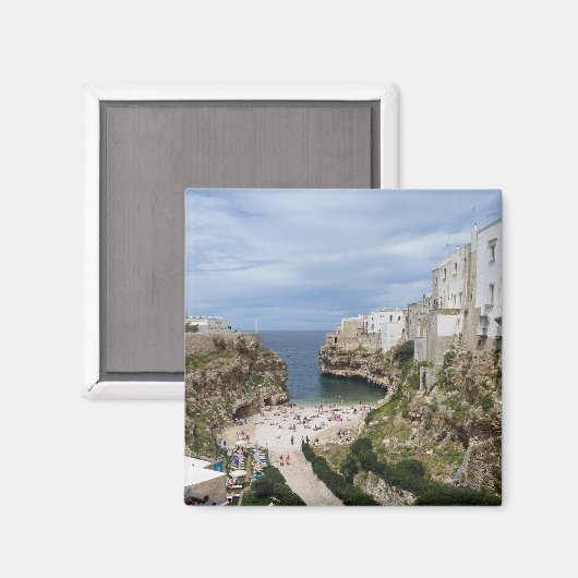 Polignano a Mare stadsstrand in Puglia magneet (Voorkant / Achterkant)