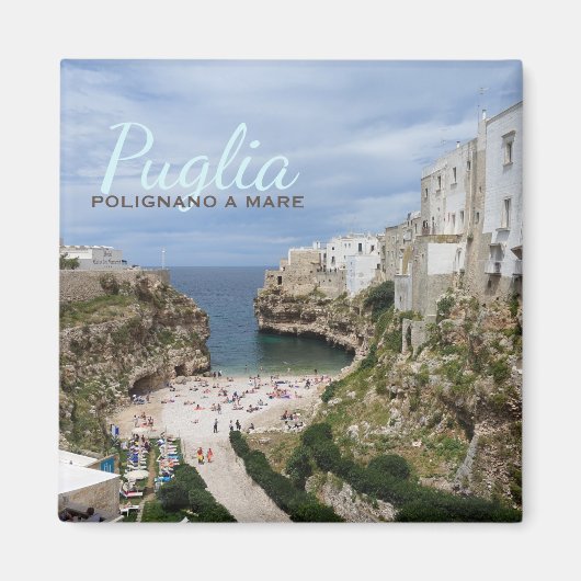 Polignano a Mare stadsstrand in Puglia tekstmagnee Magneet (Voorkant)