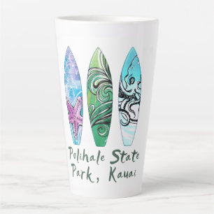 Polihale Kauai Watercolor Surfboards  Latte Mok