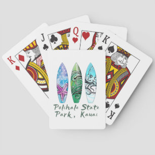 Polihale Kauai Watercolor Surfboards  Pokerkaarten
