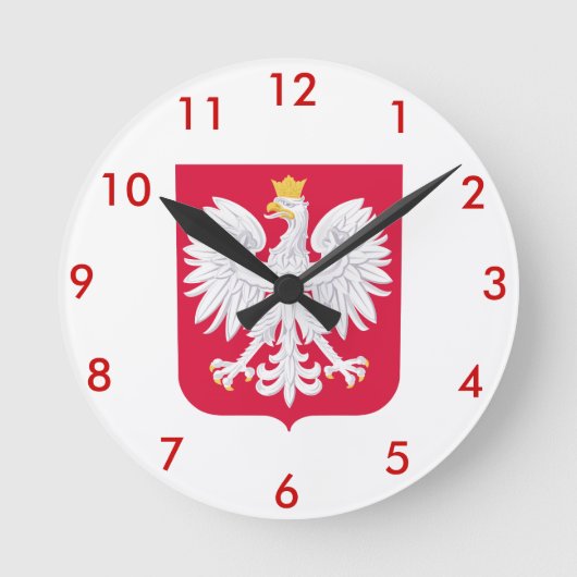 Polish* Coat of Arms Wallclock Ronde Klok (Voorkant)