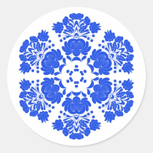 Polish design flowers ronde sticker (Voorkant)