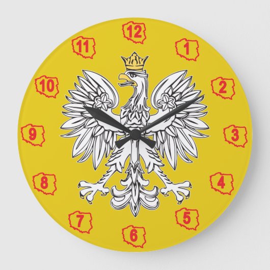 Polish Eagle With Gold Crown Wall Clock Grote Klok (Voorkant)