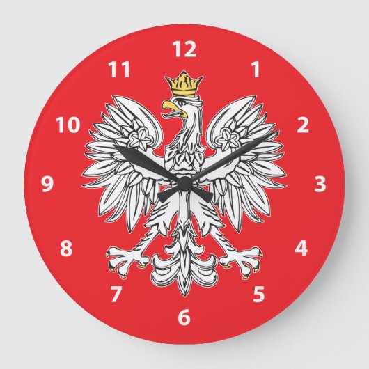 Polish Eagle With Gold Crown Wall Clock Grote Klok (Voorkant)