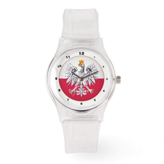 Polish Flag & Eagle, Polen trendy mode / design Horloge (Voorkant)