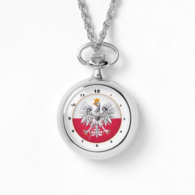 Polish Flag & Eagle, Polen trendy mode / design Horloge (Voorkant)