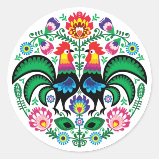 Polish Folk Art Rooster Sticker (Voorkant)