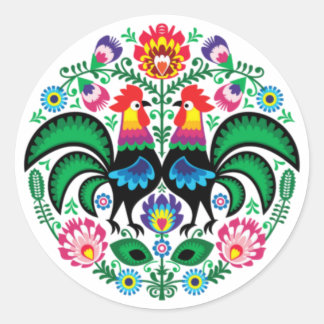 Polish Folk Art Rooster Sticker