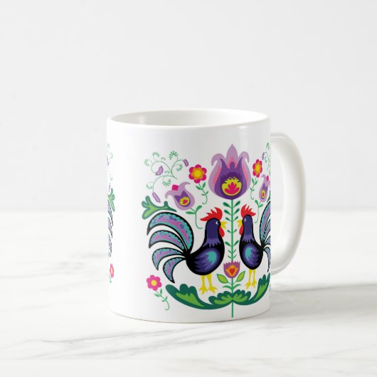 Polish Folk Art Wycinanki Mug Koffiemok (Voorkant rechts)