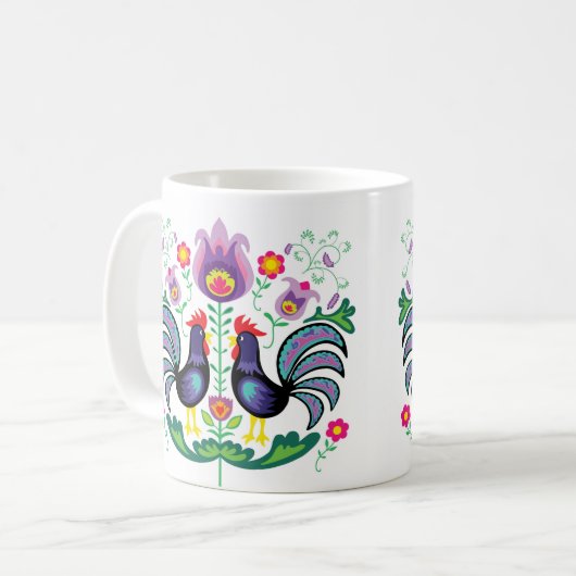 Polish Folk Art Wycinanki Mug Koffiemok (Voorkant links)