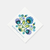 Polish Folk Flowers Blauw Blauwgroen Bruiloft Serv Servet (Hoek)