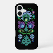 Polish Folk Flowers Light Blue iPhone 16 Hoesje (Achterkant)