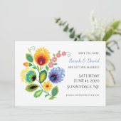 Polish Folk Flowers Yellow Save the Date Kaart (Staand voorkant)