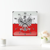 Polish glossy flag vierkante klok (Huis)
