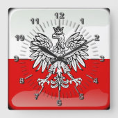 Polish glossy flag vierkante klok (Voorkant)