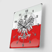 Polish glossy flag vierkante klok (Hoek)