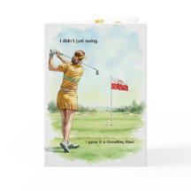 Polish Golfer Birthday Card, Retro Lady, Poland
