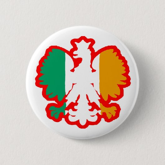 POLISH/IRISH FLAG RONDE BUTTON 5,7 CM (Voorkant)