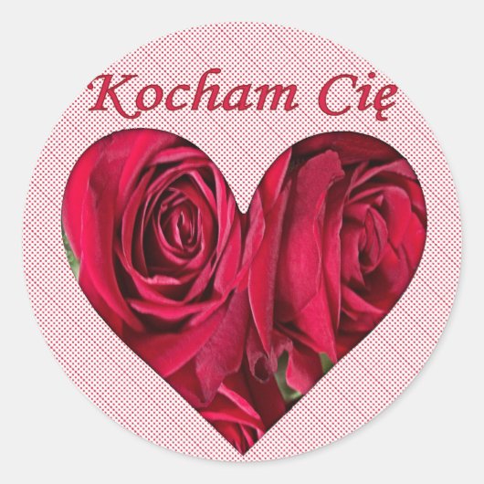 Polish Love You Red Roses Ronde Sticker (Voorkant)