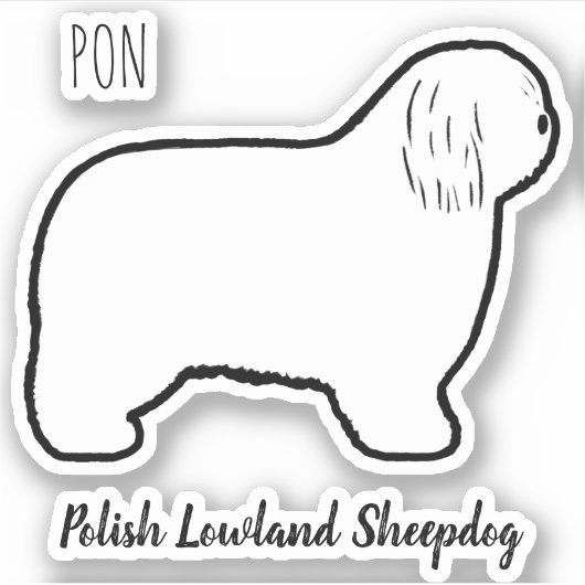 Polish Lowland Sheepdog PON Dog Silhouette Sticker (Voorkant)