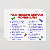 POLISH LOWLAND SHEEPDOG Property Laws 2 Briefkaart (Voorkant / Achterkant)